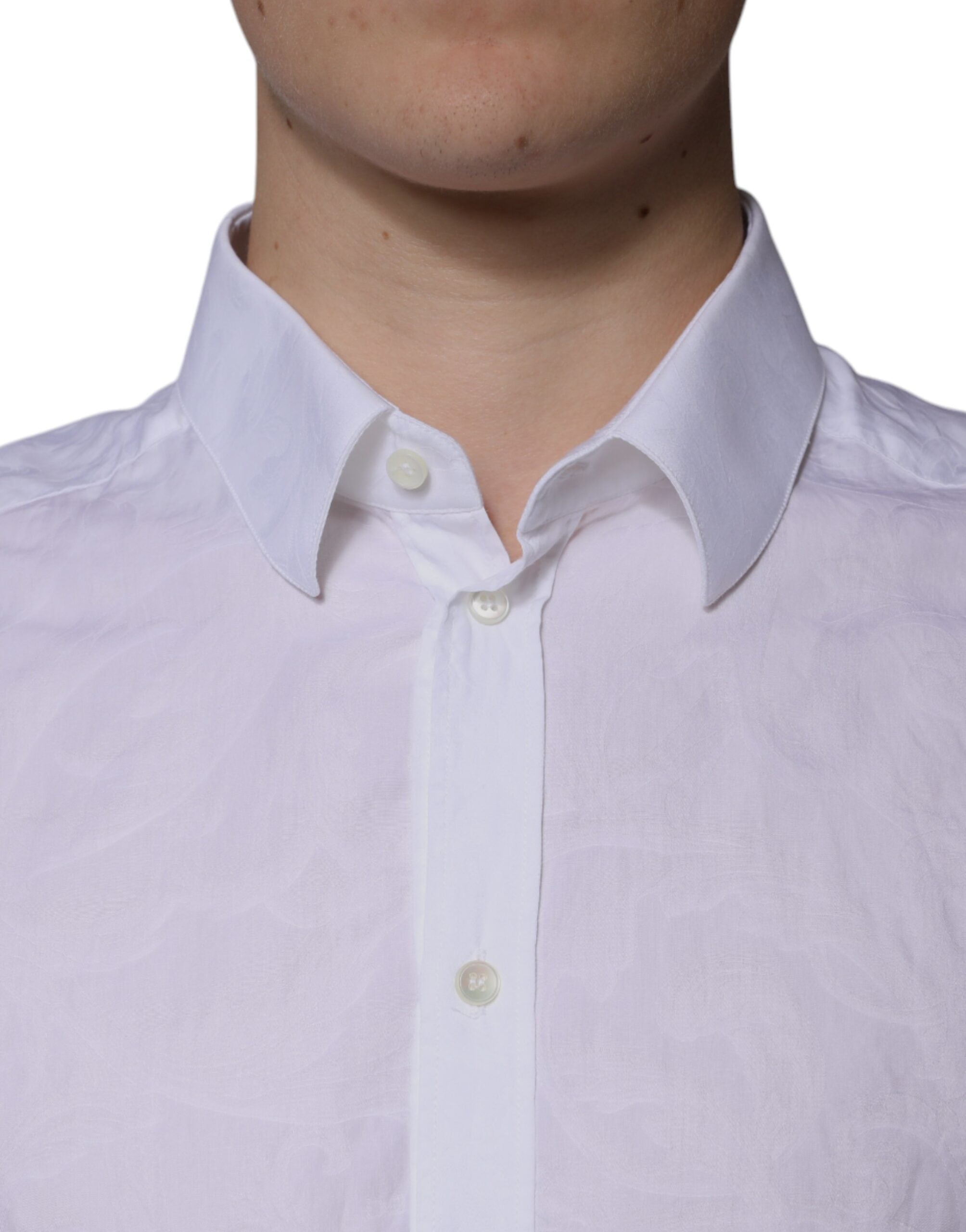 Dolce & Gabbana White Cotton Shirt MARTINI Slim Fit Men